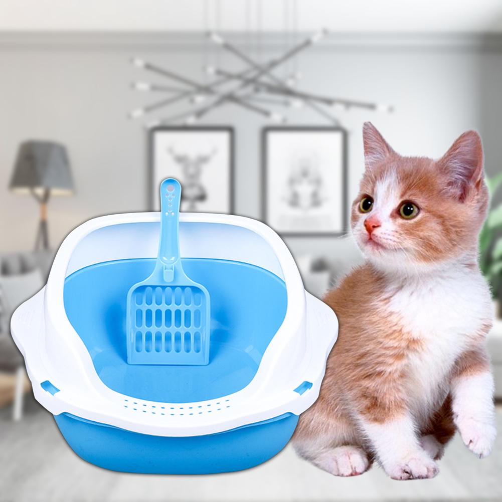 Kattegrus halvlukket kattebakke med skovl kattetoilet velegnet til katte og små hunde