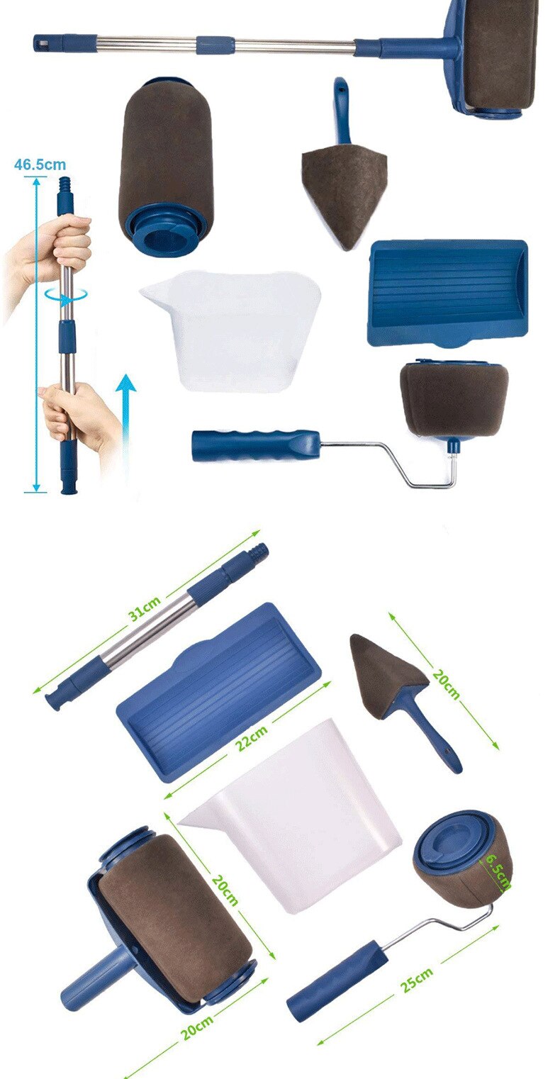 5/8Pc Multifunctional Paint Runner Pro Roller Brush Tool Set Paint Roller Set Room Wall Painting Brushe Set Home Repack Tool