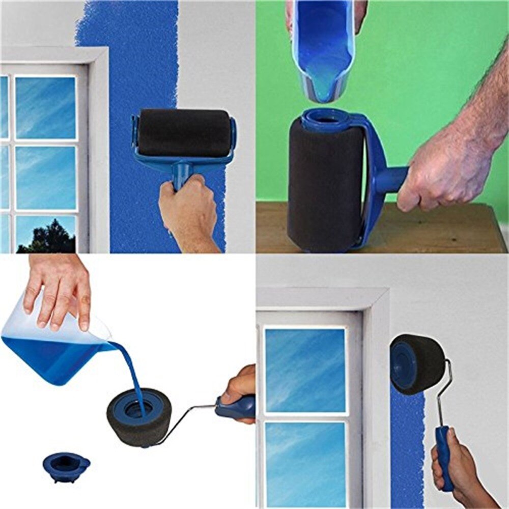 9 stk / sæt ingen søm maling runner pro ved renovering rullebørste håndtag værktøj væg maling rulle vægmaleri til hjemmekontor