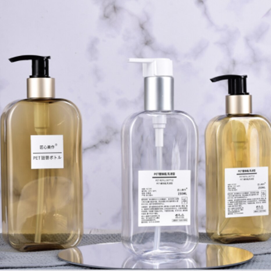 250/350Ml Vierkante Vorm Zeep Hervulbare Fles Handpers Lege Reizen Draagbare Dispenser Olie Douchegel Lotion Opslag fles