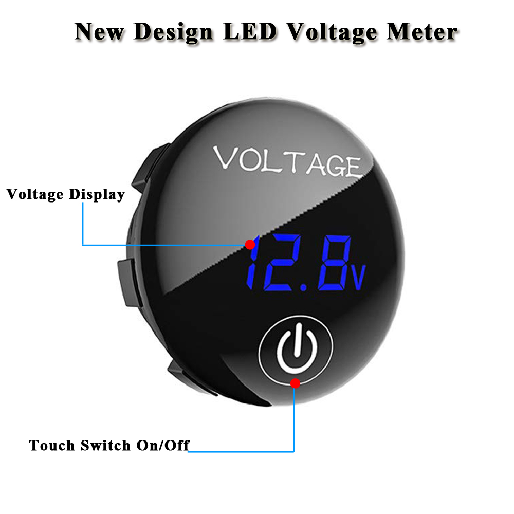 Som bil digitalt voltmeter batterikapacitet display spændingsmåler med touch on off kontakt til motorcykel  dc 5v- 48v led panel