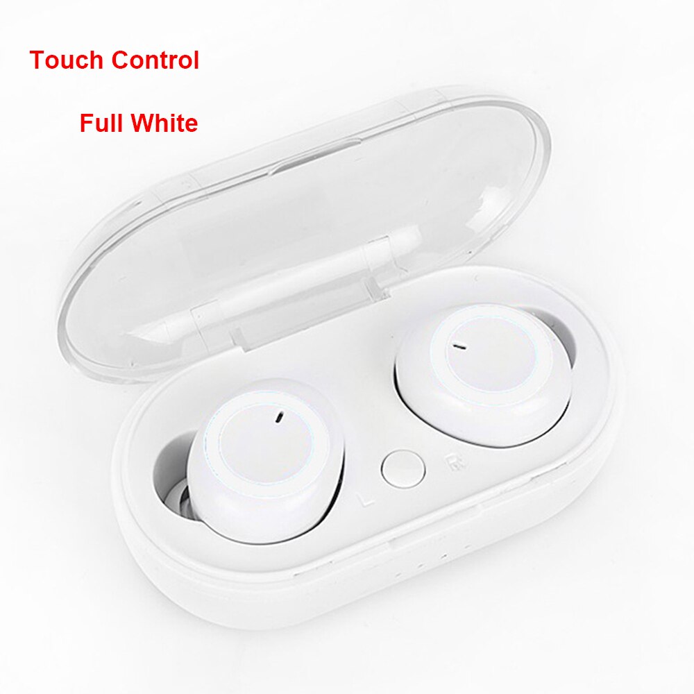 kebidu Wireless Earbuds TWS Bluetooth 5.0 Earphone Stereo Waterproof Sport Earphones for Phone Handsfree Gaming Headset with Mic: B Full White