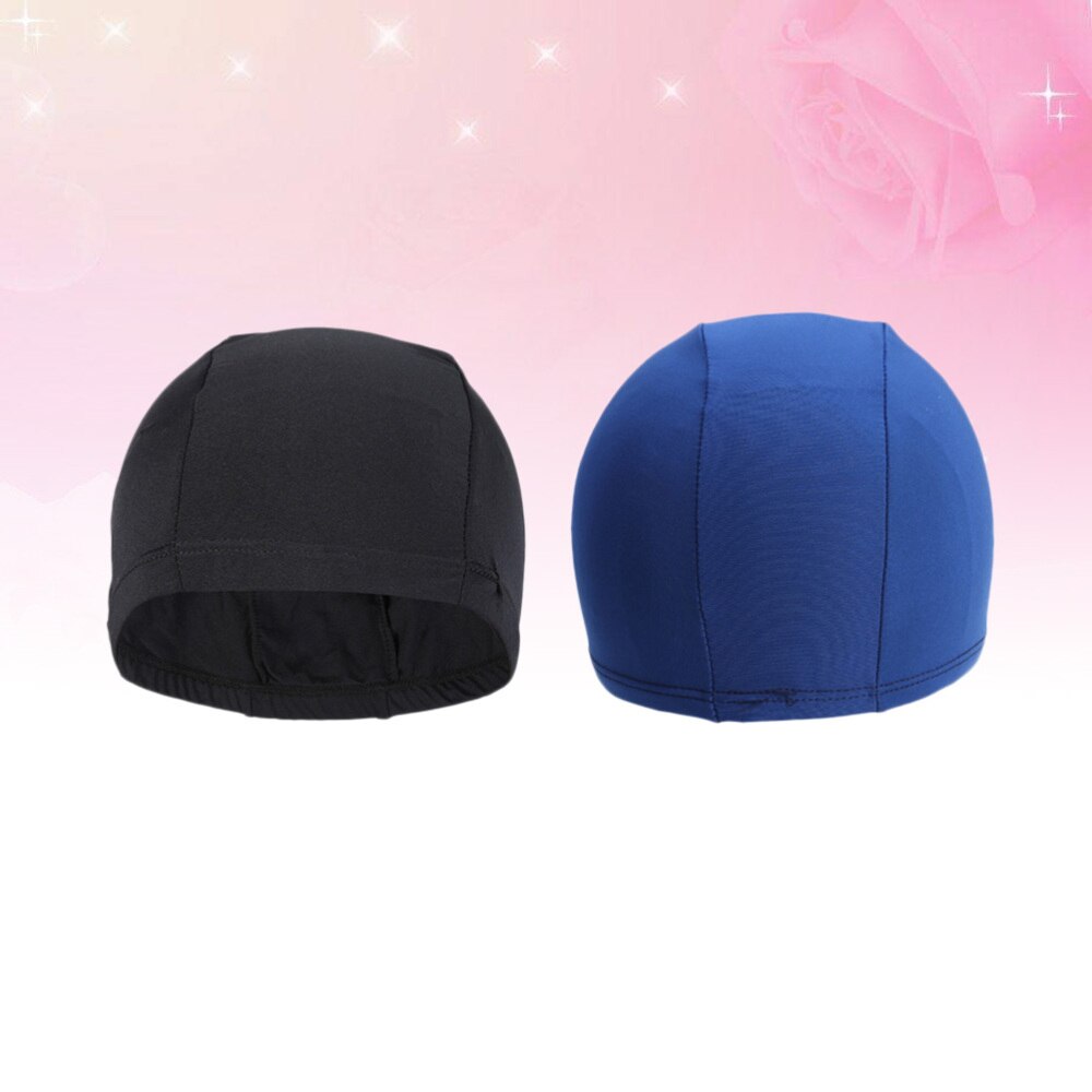 Soft Adult Swim Cap Polyester Cloth Fabric Bathing Cap Men and Women Swimming Hat Caps for Water Sports (Light Blue): As Shown