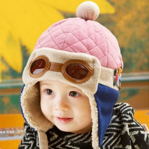 Nuovi Cappelli di Moda bambino Pilota Aviatore Cappello Paraorecchie Berretti Bambini Autunno Inverno Caldo Paraorecchie di Protezione per Le Orecchie cap bambino Accessori: Colore rosa