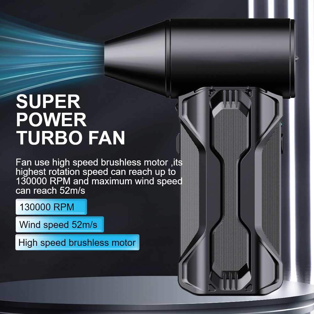 Herramienta sopladora de limpieza portátil ajustable de 3 engranajes 2025 130000 RPM Plumero de aire eléctrico Ventilador violento Turbo Jet Fan Coche Soplando Nieve