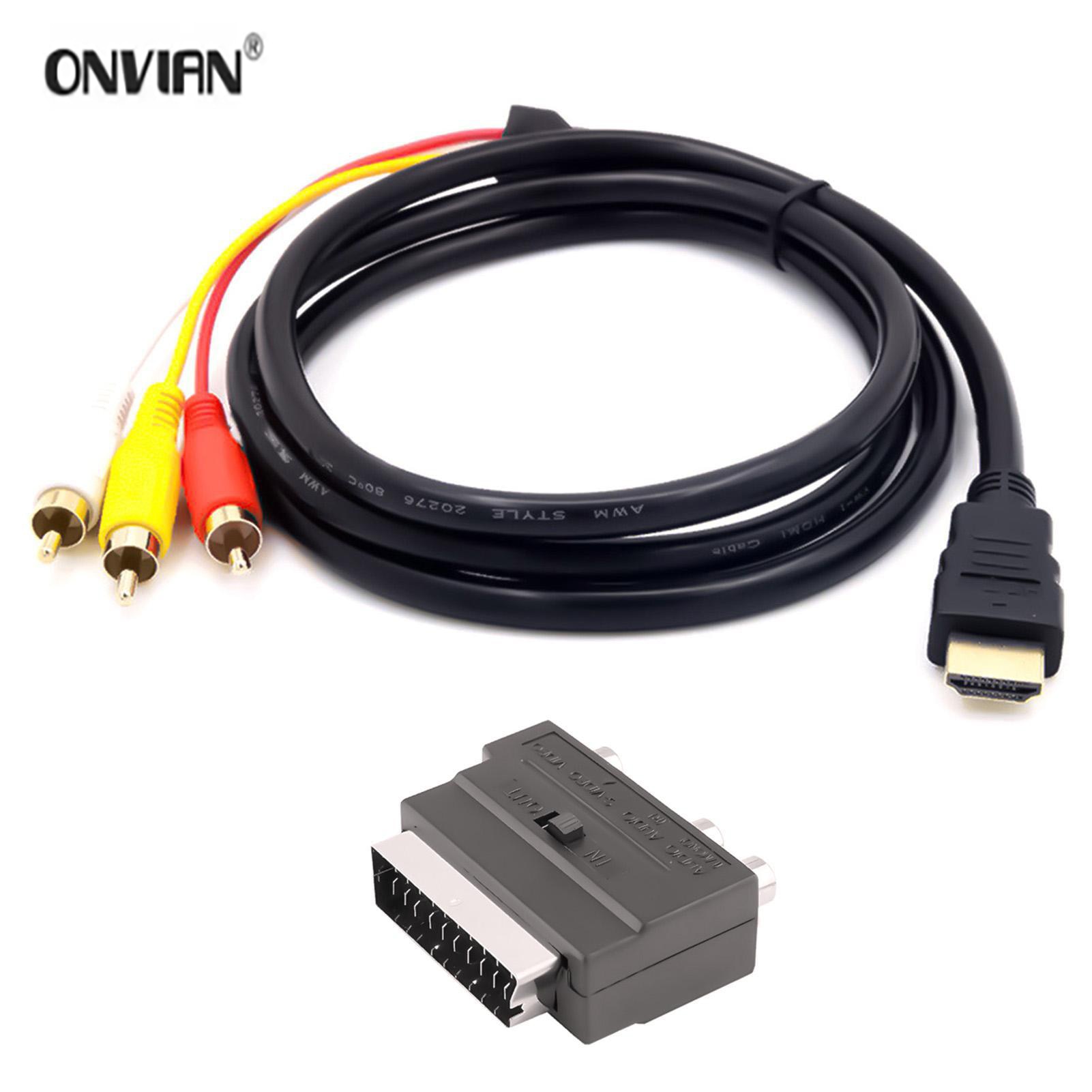 Onvian Hdmi Hd Kabel Om 3RCA Audio Kabel Met Scart Twee-In-een Adapter Kabel 1.5 Meter Voor projector/Dvd/Tv Audio Connector