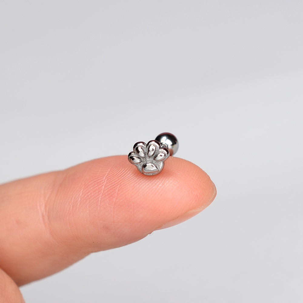 1 pz ottavino ottavino acciaio inossidabile zampa d'orso teschio orecchini moda animale Earing elica cartilagine Tragus lobo piercing gioielli 16g: Rosa colore Oro