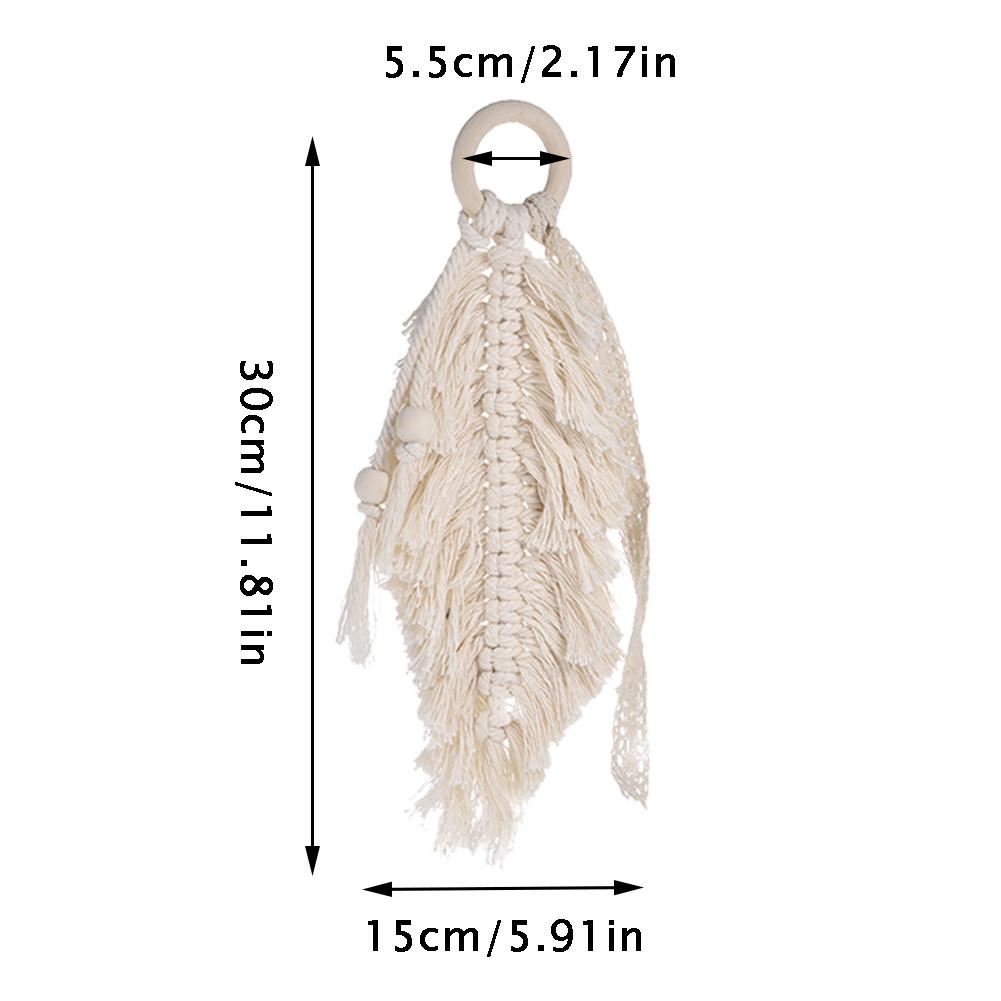 nordisch Böhmen Macrame Federn Fransen Wandteppich Mini Macrame Zauberstab Hängen Boho Dekor Handwoven Hochzeit Auto Dekoration