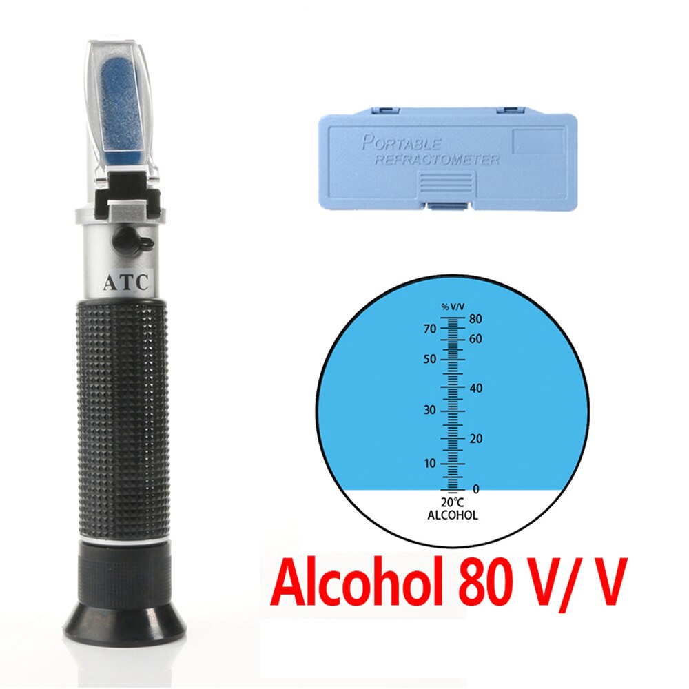 Bærbar håndholdt atc alkohol refraktometer spiritus volumen procent tester med 0-80%  måleområde
