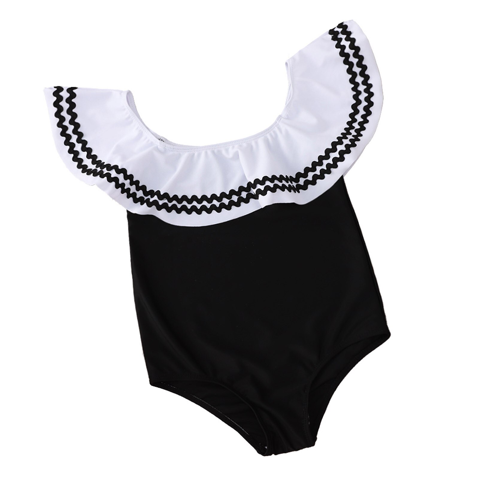 Baby Swimwear Toddler Girls Kids Swimsuit Wave Flying Sleeves Embroidery One-piece Swimsuit Traje De Baño Niña Купальник Женский