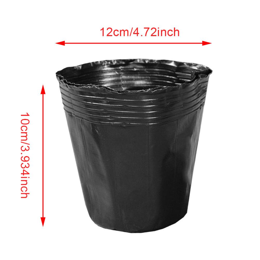 100pcs Plastic Nursery Plant Seedling Holder Raising Bag Nutrition Pots Garden Supplies Containers Set: 12cm