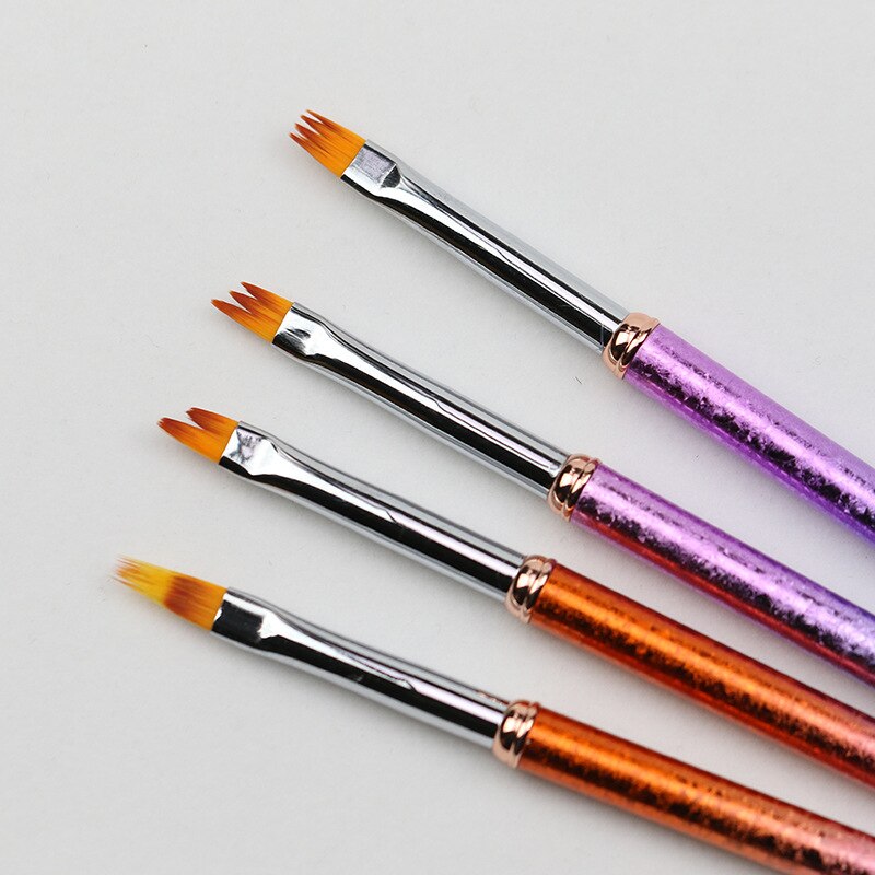 Metaal Kleur Handvat Gradiënt Schilderen Nail Borstel Tekening Uv Gel Pen Manicure Nail Art Brush Tool