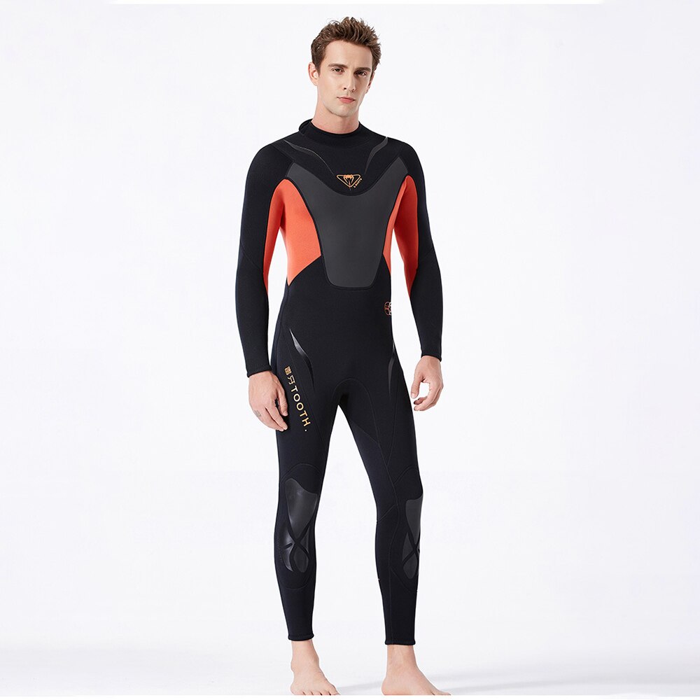 Full-Body Mannen 3Mm Neopreen Wetsuit Surfen Zwemmen Duikpak Triathlon Nat Pak Voor Koud Water Scuba Snorkelen spearfishing: Oranje / M