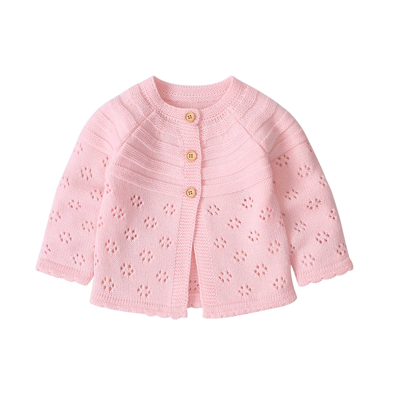 bébé filles automne hiver Cardigan chandails enfant en bas âge boutonné creux points fleur tricoté vêtements d'extérieur: Rose / 12M
