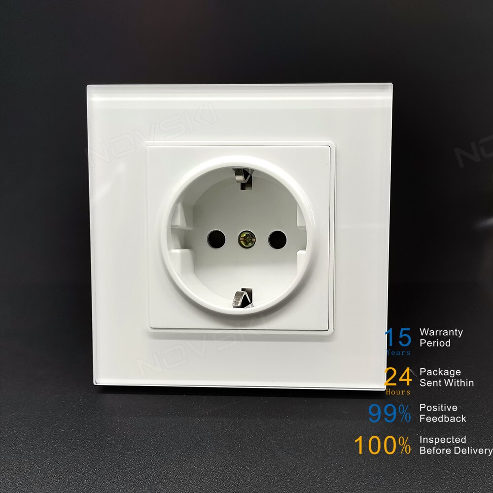 Novski stikkontakt tysk schuko f stik jordet , 16a eu standard stikkontakt 86 mm * 86 mm 220v