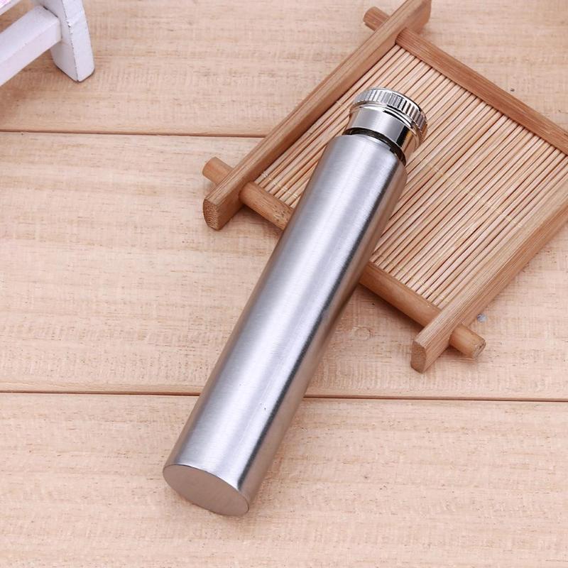 1oz Stainless Steel Hip Flasks Polished Round Bottom Tubular Wine Pot Wine Bottle Glasses & Cups Flasks 30ml