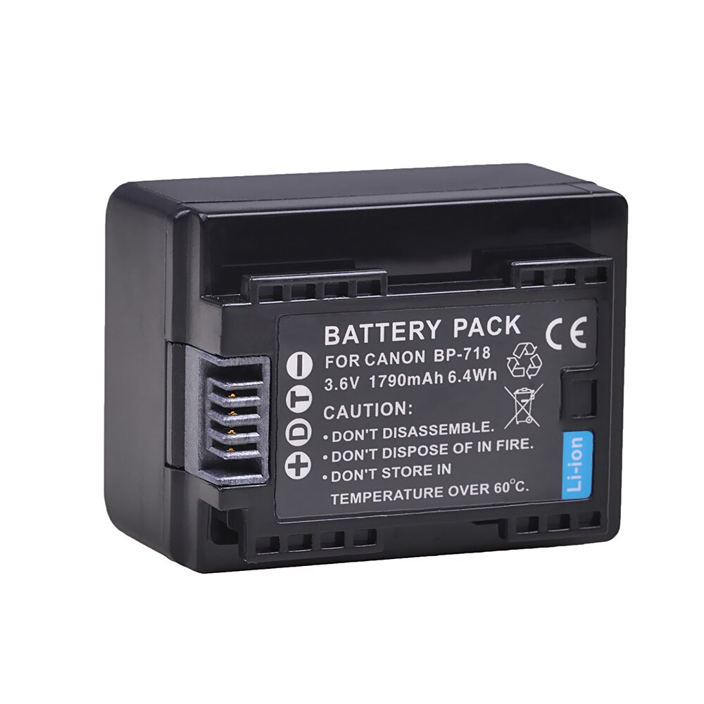 2Pcs BP-718 BP718 Battery for Canon BP 718 BP-727 BP-709 CG-700 VIXIA HF M50 M500 M52 R300 R32 R40 R42 R50 R52 R500 battery: 1x Battery