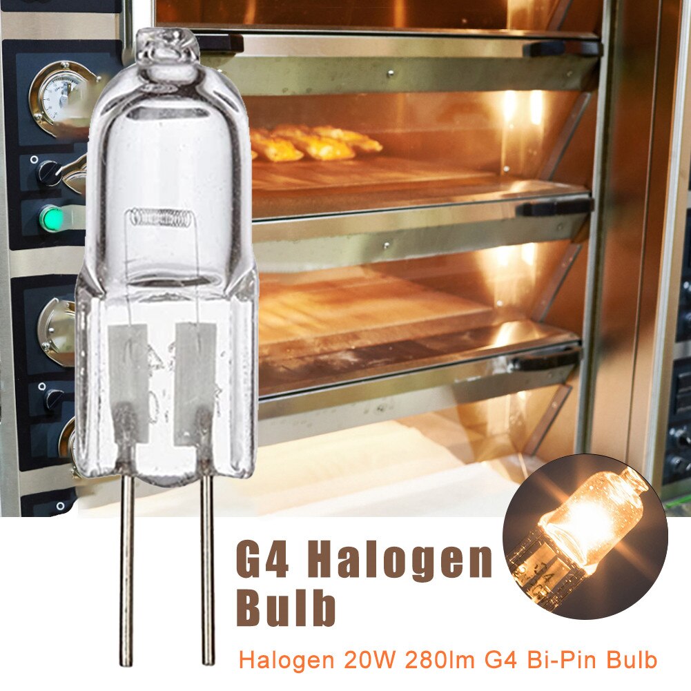 Luz de horno G4 de 20W, lámpara halógena resistente a altas temperaturas, 12V, para hornos, luces, lámparas de iluminación