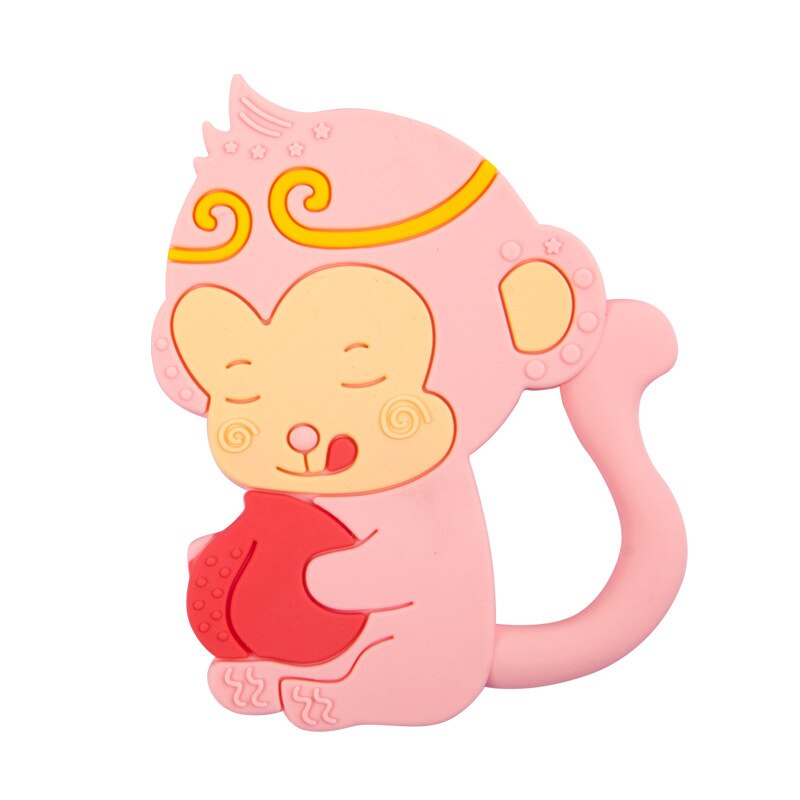 Silicone Baby Bijtring Baby Bite Speelgoed Kind Molaire Beet Geboorte Voor Pasgeborenen Peuter Speelgoed: Pink monkey