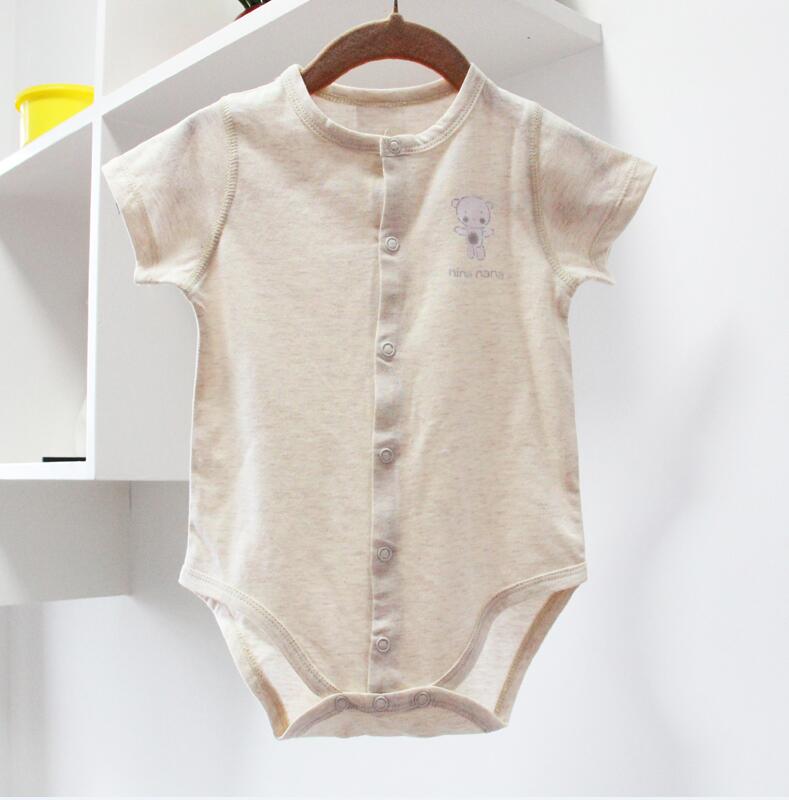 100% Katoen Bodysuit Pyjama Kids Kleding Baby Boy & Meisje Kleding Zomer Korte Mouwen Baby Kleding Voorste Opening Snap: 1 pc apricot / 18m