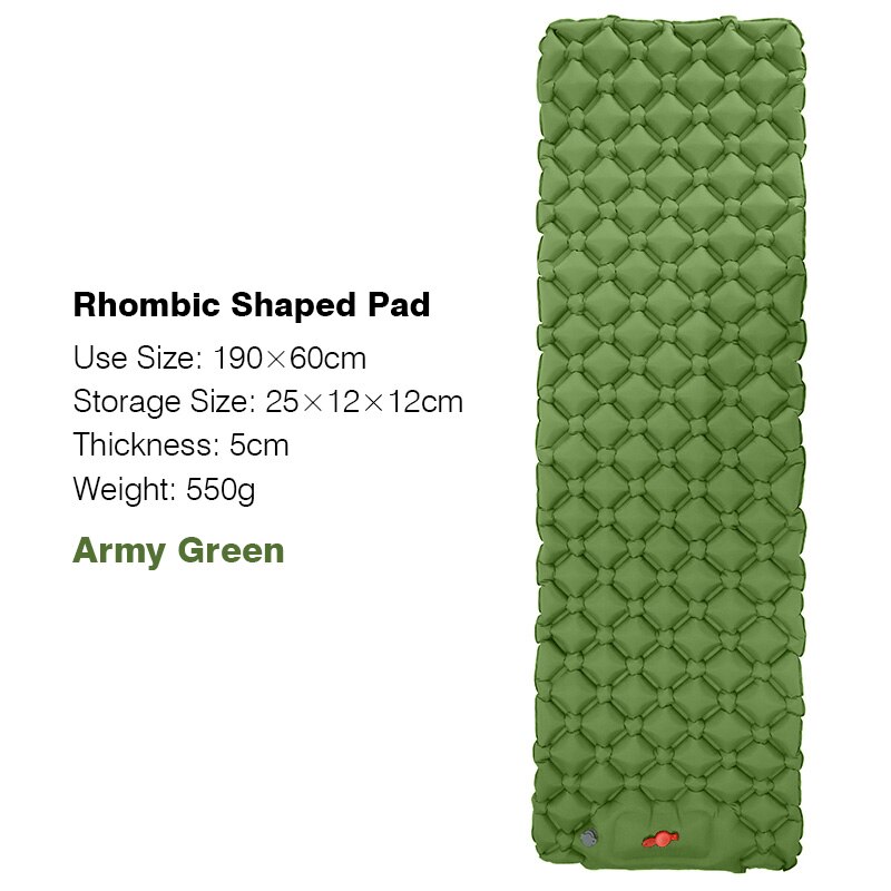 Lightweight Self-inflating Sleeping Pad Air Mattress Camping Tent Sleeping Bag Pad Picnic Beach Cushion Outdoor Sleeping Mat: R.S.2 Army Green