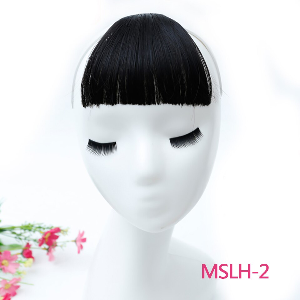 Difei stump pannelugg klips hårpynt svart brun syntetisk pannelugg hair extensions ansikt pannelugg hår for kvinner: #24