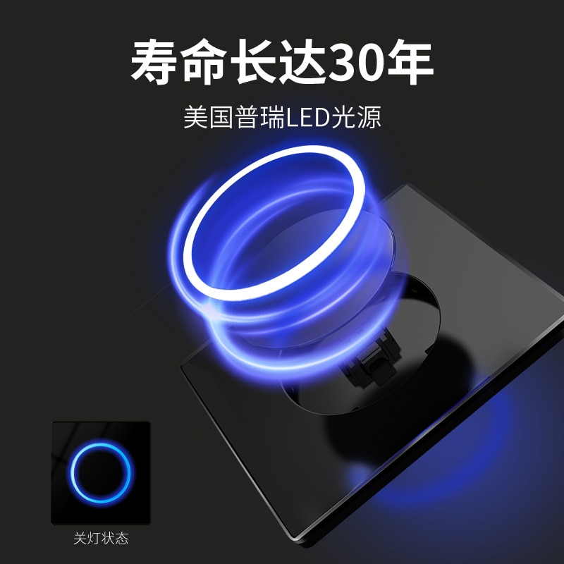 KAMANNI luxury light push button switches Glass panel Wall power light switch with indicator light 1 2 3 4 gang 1 2-way 220V