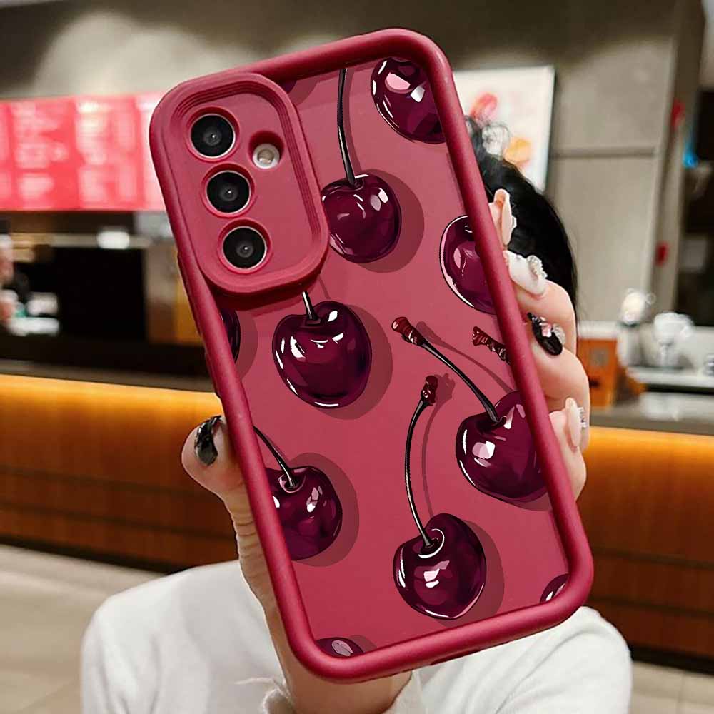 Funda de lujo con estampado de cereza y vino para Xiaomi Redmi Note 14, 13, 12, 11, 10 Lite Pro Plus Max, funda suave con escalera de ojos