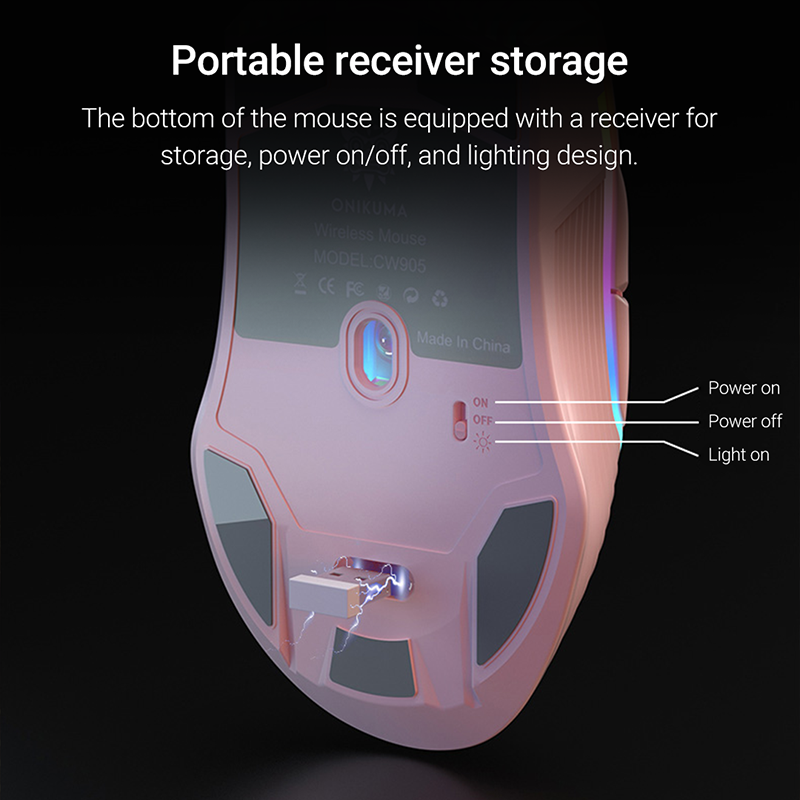Onikuma usb 2,4g drahtlose Gaming-Maus wiederauf ladbare ergonomische 3000dpi rgb Bluetooth-Maus für Desktop-Computer Laptop-PC-Mäuse