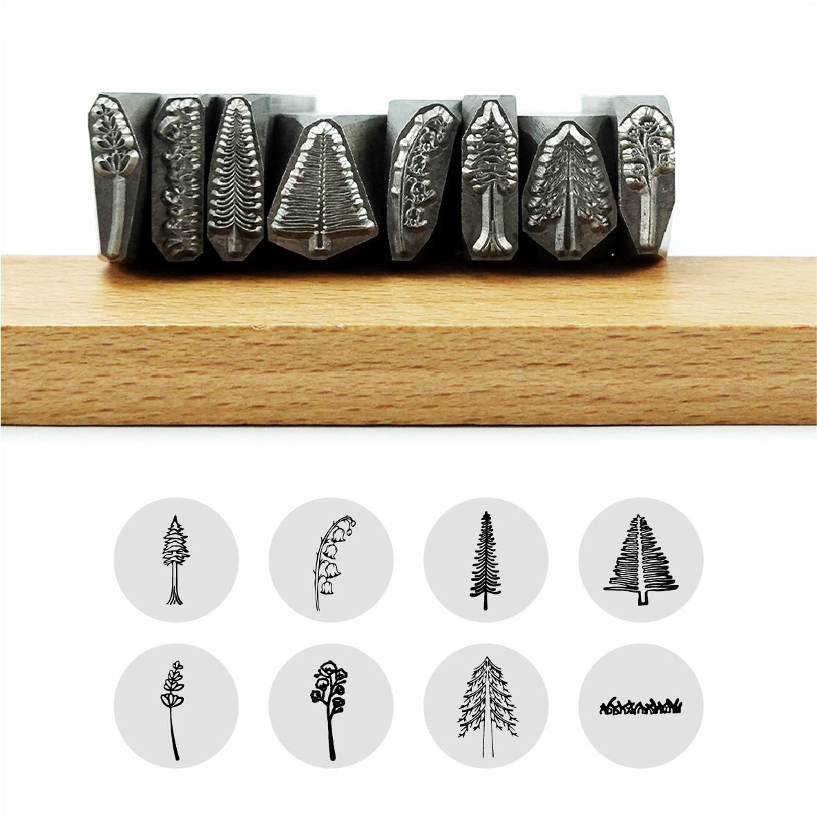 Gör-det-själv-stämplar träd växtsymbol metall punch berg metall stämplingssats gör-det-själv läder stämplar, smycken stämpling
