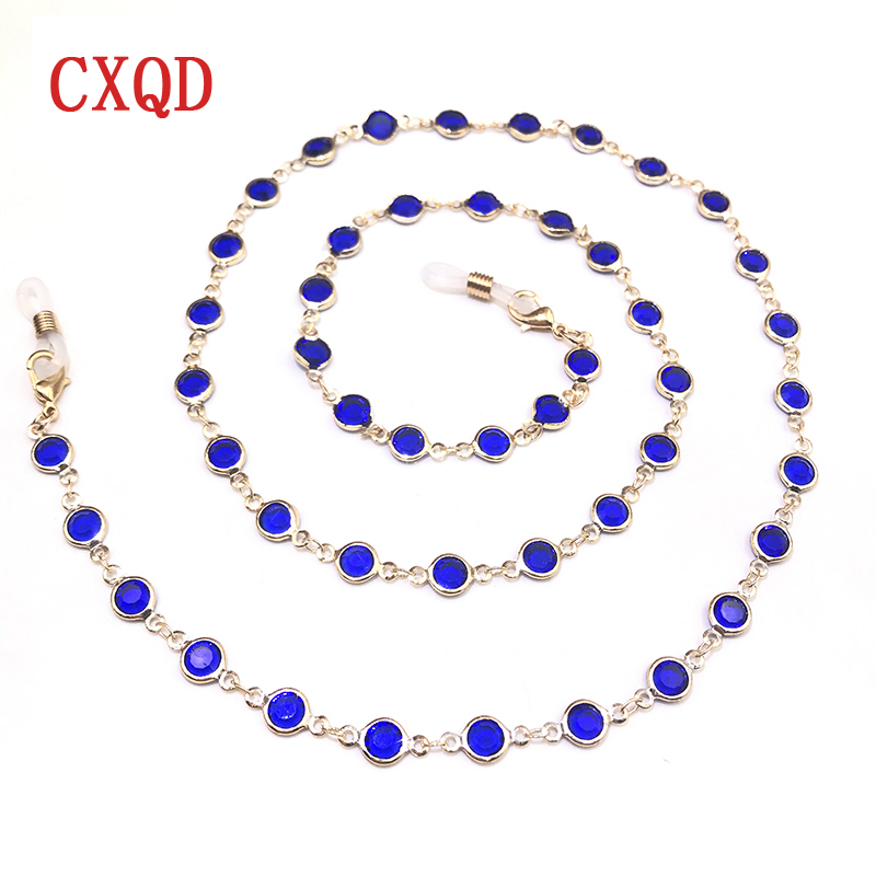 Kleurrijke kristallen kralen brillenhouder brillenketting voor dames oogaccessoires brillenkoord zonnebrilkoord: Rhodium geplateerd