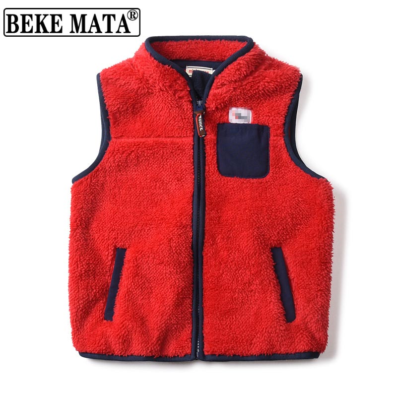 BEKE MATA gilet di lana di agnello per ragazza spessa doppio strato cerniera bambino ragazzo gilet bambini inverno senza maniche capispalla abbigliamento per bambini