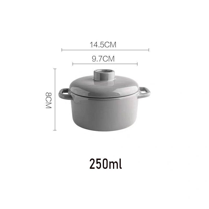 Podwójne ucho ceramiczne gulasz parowy garnek z pokrywką żaroodporne małe waza jajko mleko patelnia garnki parowe: 5.5cal szary