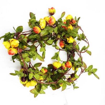 Fe blomst blad guirlande snor lys kobbertråd 2m 20 led aa batteridrevet bryllup jul skov fest indretning lampe: Lyserød med gul