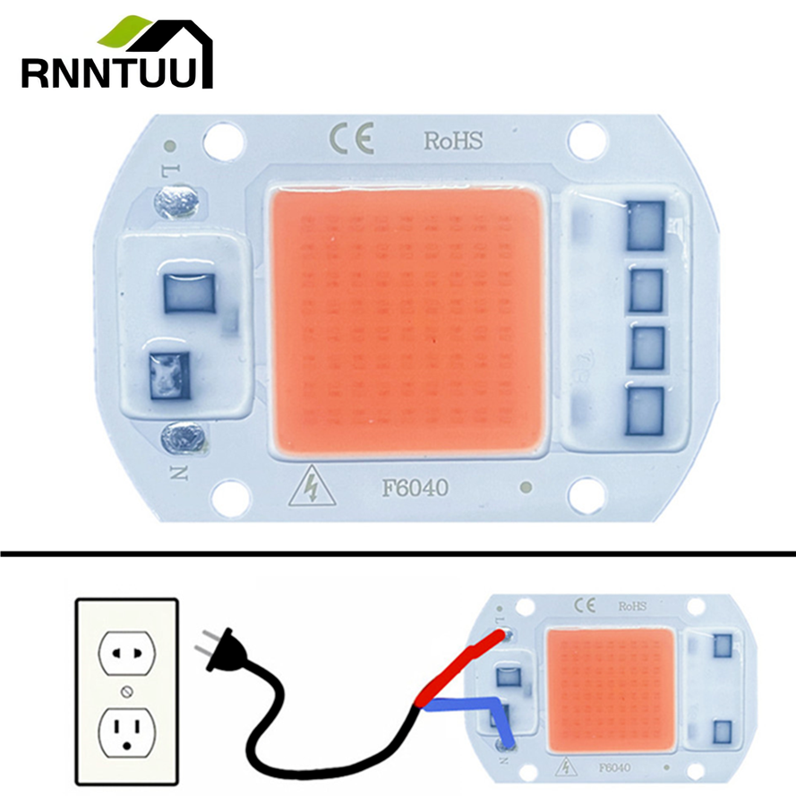 Phyto-lampe LED à puce COB, éclairage à spectre complet pour culture de plantes d'intérieur et floraison, ac 220V/110V 50W 30W 20W