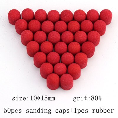Fresas para pedicura y pedicura, 50 Uds. De fresas rojas para limar uñas 10x15/13x19, accesorios para manicura y pedicura: 80 Grit (10-15mm)