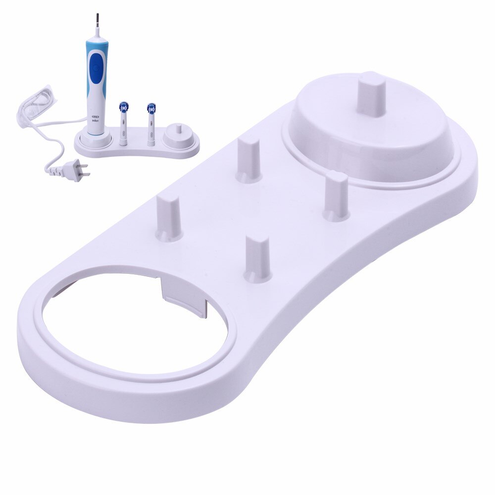 Soporte eléctrico para cepillos de dientes, Base blanca con orificio de cargador para Oral B 3709 3728 D18