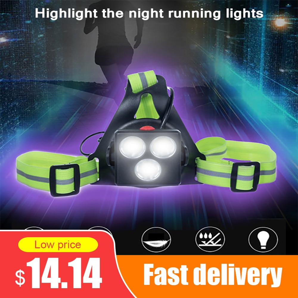 Ładowanie USB światło robić biegania bezpieczeństwo w nocy światło ostrzegawcze doprowadziło latarka na klatkę piersiową na wolnym powietrzu sport latarka jogging kolarstwo latarka rowerowa