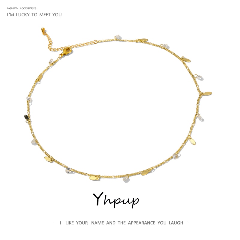 Yhpup Exquisite Glas Kristal Ketting Voor Vrouwen Charm Metalen Ketting Choker Ketting Gouden Sieraden Collares Party Girl