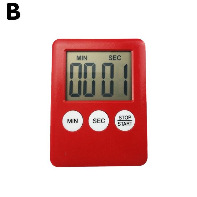 Alarm Timer Kitchen Mini LCD Digital Display Square Countdown Alarm Magnet Clock Cooking Count Up Sleep Stopwatch Clock Timer: B