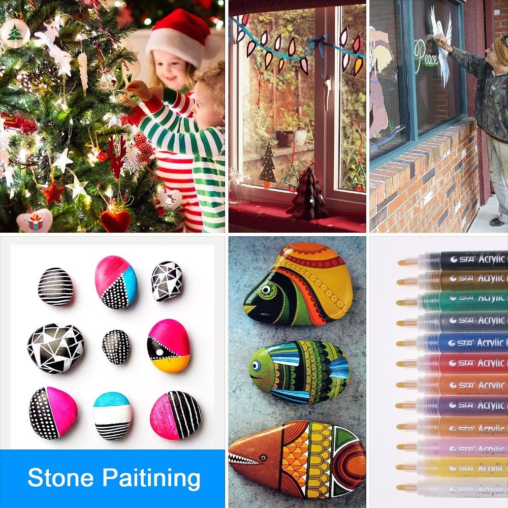 for Metallic Markers Pen,Glass Paint Writing,Painting Rocks,Black Paper,Photo,Album Card Making,Waterproof DIY Craft Kids,