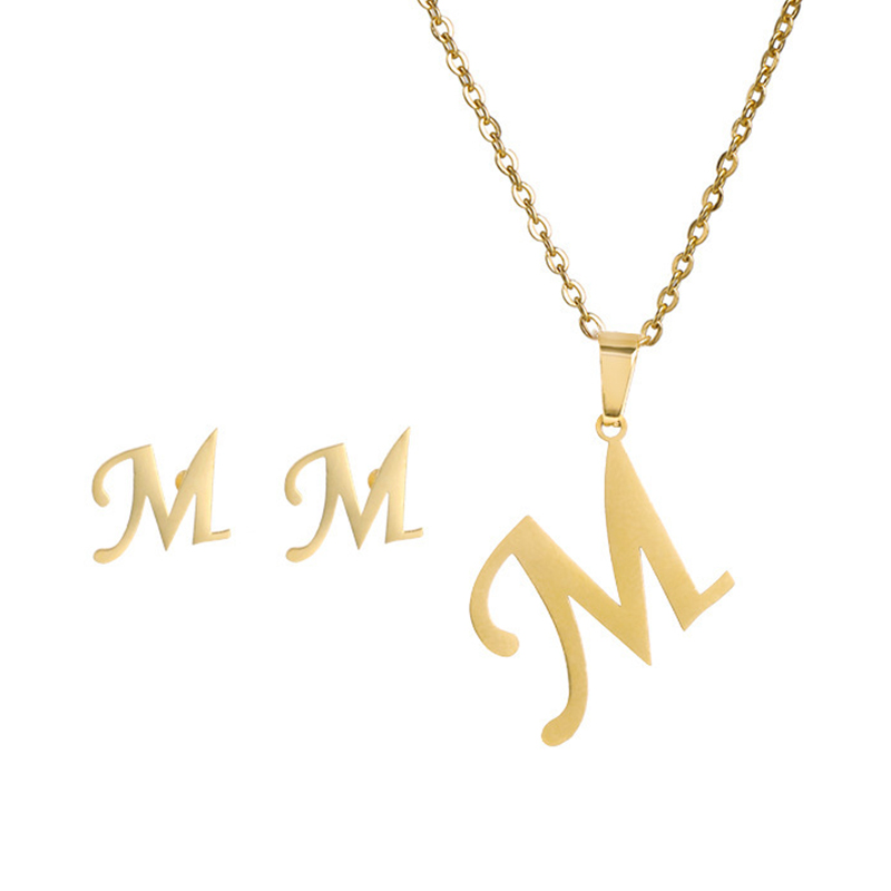 Edelstahl A-Z Alphabet Initial Halskette 26 Englisch Buchstaben Ohrringe Halskette Für Frauen einstellen Personalisieren Schmuck