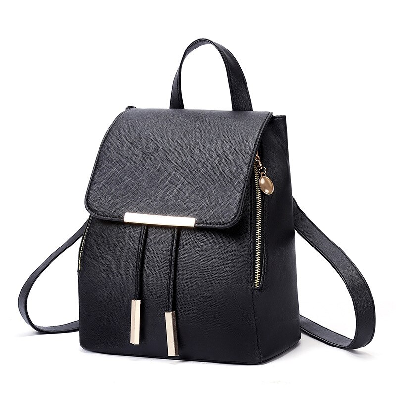 Black School Supplies Backpack Female PU Leather Backpack Japanese Street Bag Women's School Bag for Adolescent Girls Backpacks