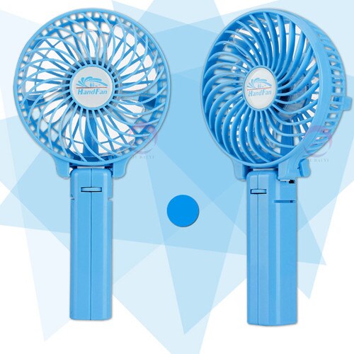 Foldable Handheld Personal Fan Battery Portable Desktop Mini Fan Electric Hand Bar Baby Stroller Fan Rechargeable Battery: Blue