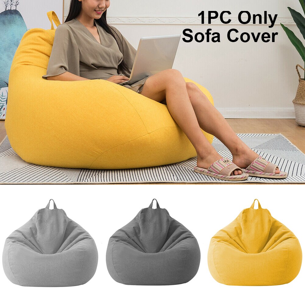 Large Cotton Linen Bean Bag Cover Indoor Living Room Easy Clean Home Nordic Style Playroom Without Filler Soft Bedroom