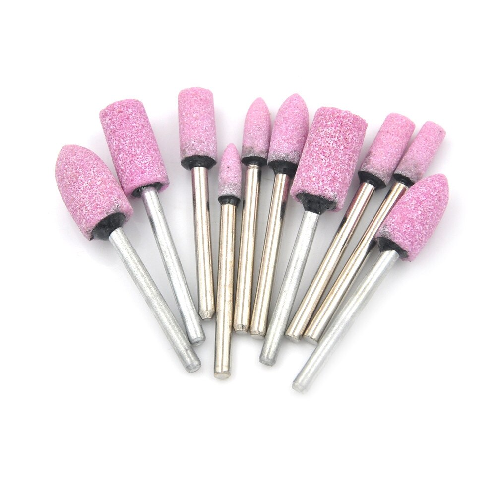 10pcs Grinding Wheel 1/8 Shank For Abrasive Pink Mounted Stone Rotary Tool