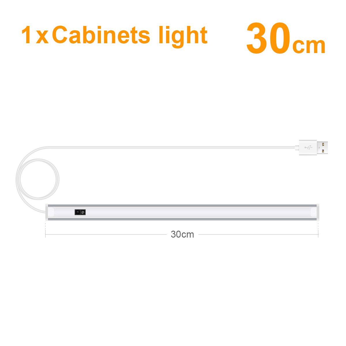 Led-ljusramp i aluminium för köksskåp, beröringsfri rörelsesensorlampa för skåpbänkskiva: Varm vit / Blå