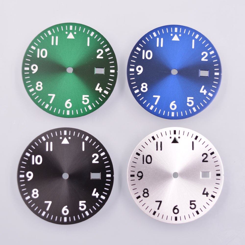 33.8mm black /silver /green /blue sterile dial luminous dial fits NH35 NH35A NH36 NH36A movement Watch Dial