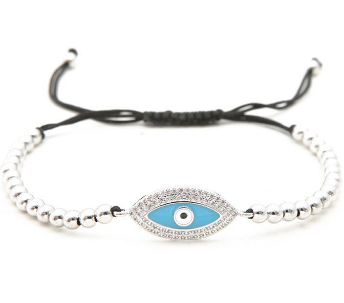 Goud Zilver Micro Pave Cz Zirconia Touw Aangepast Koperen Kralen Armband Fh3 Turkse Evil Eye Charm Gevlochten Armbanden: 2