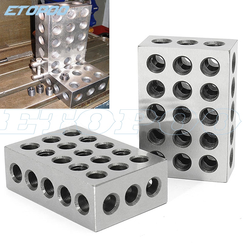 2pcs/set 25-50-75mm Hardened Steel Blocks 0.005" Precision Matched Machinist 123 Milling Tool 23 Holes 1-2-3" block gauge